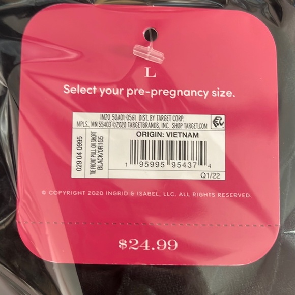 NWT Tie-Front Pull-On Elastic Waist Black Linen Maternity Shorts- large - Picture 6 of 6